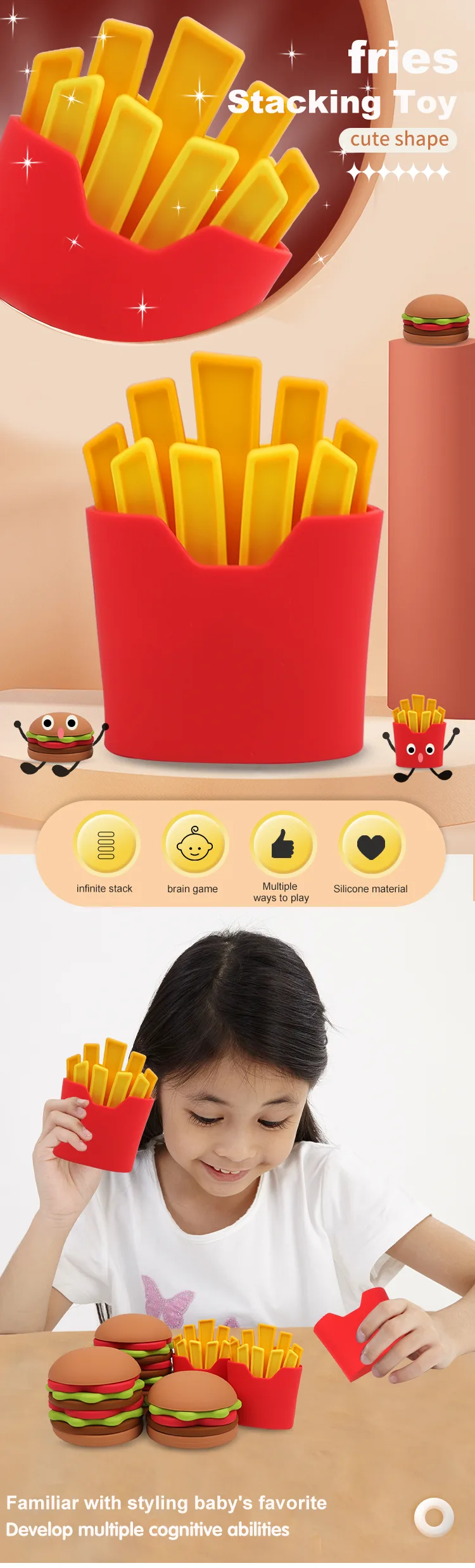 Best Selling Creative Educational 실리콘 유아 Stacking 장난감 BPA 프리 식품 등급 Fashion 장난감 Ages 0-13 - detail view 6