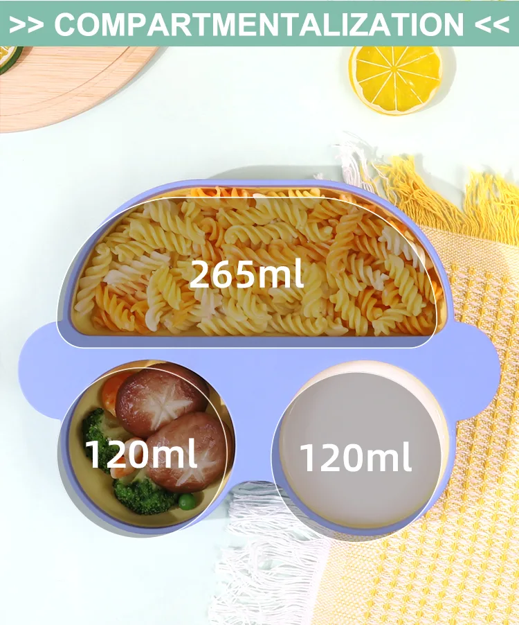 New Arrival Silicone Baby Led Weaning Set Toddler Car Plate With Suction BPA Free Baby Birthday Bift Set - detail view 7