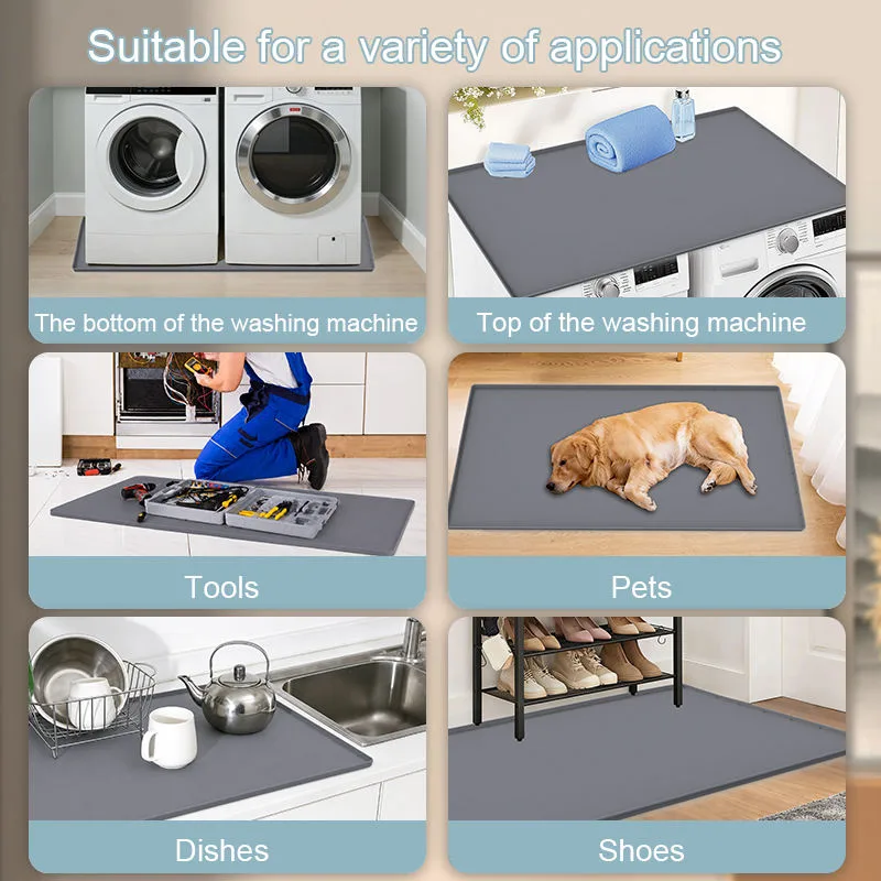 Washable Silicone Washer Dryer Covers Waterproof Washable Non-Slip Dust Washing Machine Cover Dryer Top Protector Mat - detail view 3