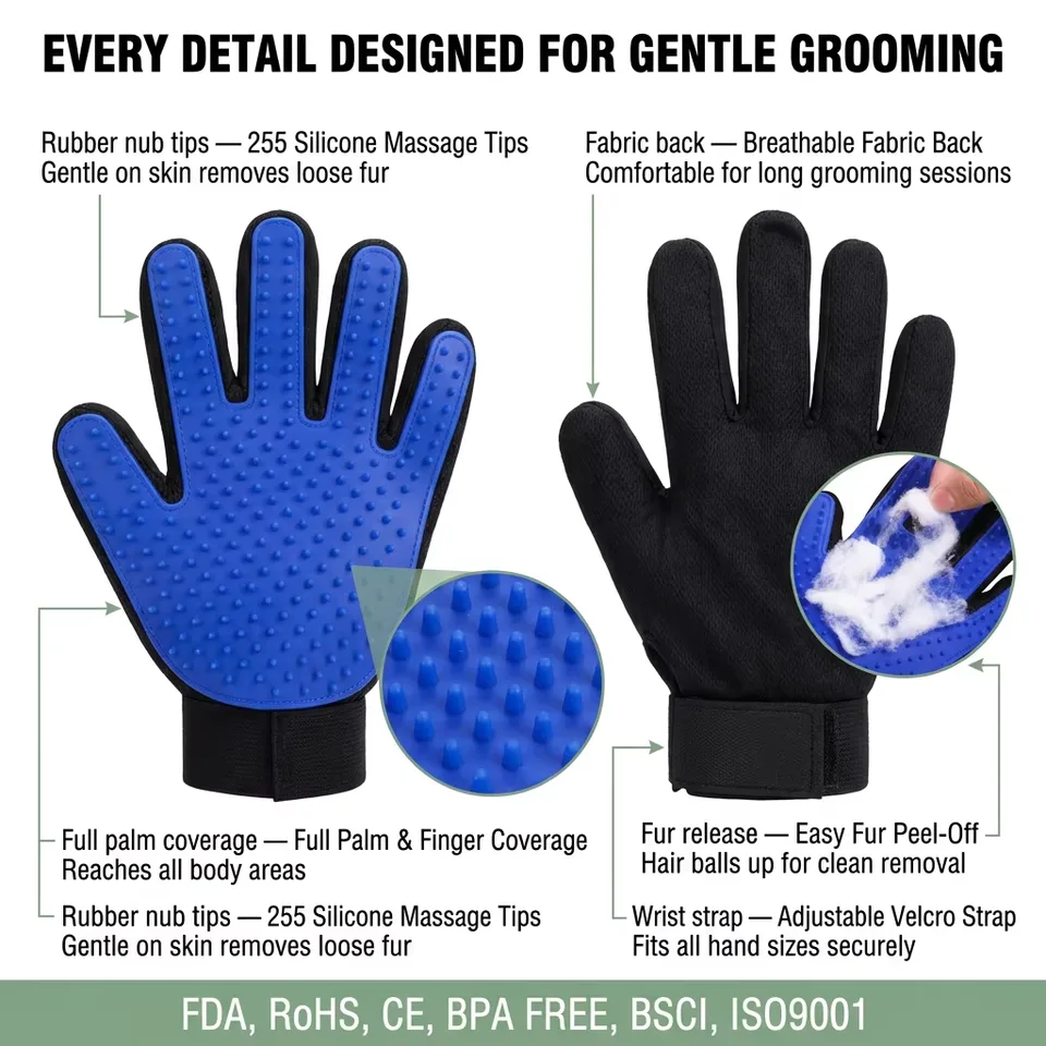Personalizado silicone animais pelo removedor luvas animais higiene luva Guantes De - detail view 4