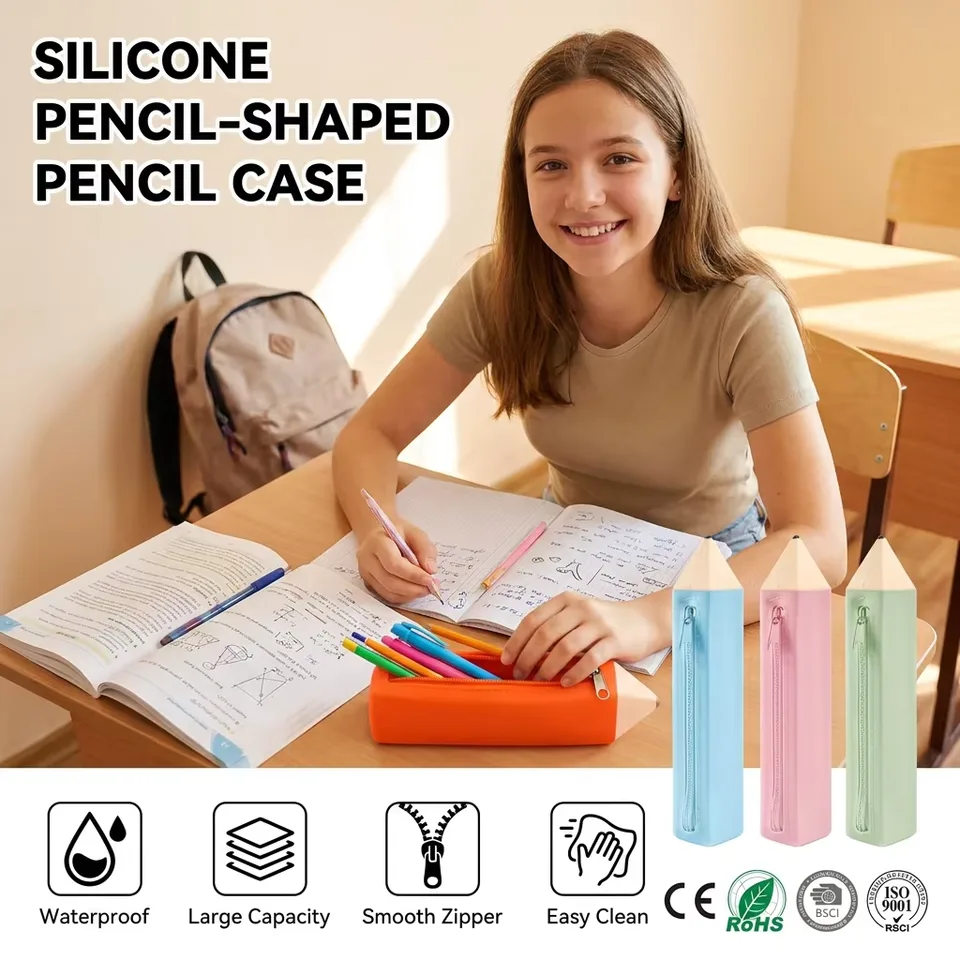 カスタム シリコーン 学校用 バッグ 防水 簡単 清潔 ケース ファスナー バッグ Student シリコーン 保存袋 - main product image