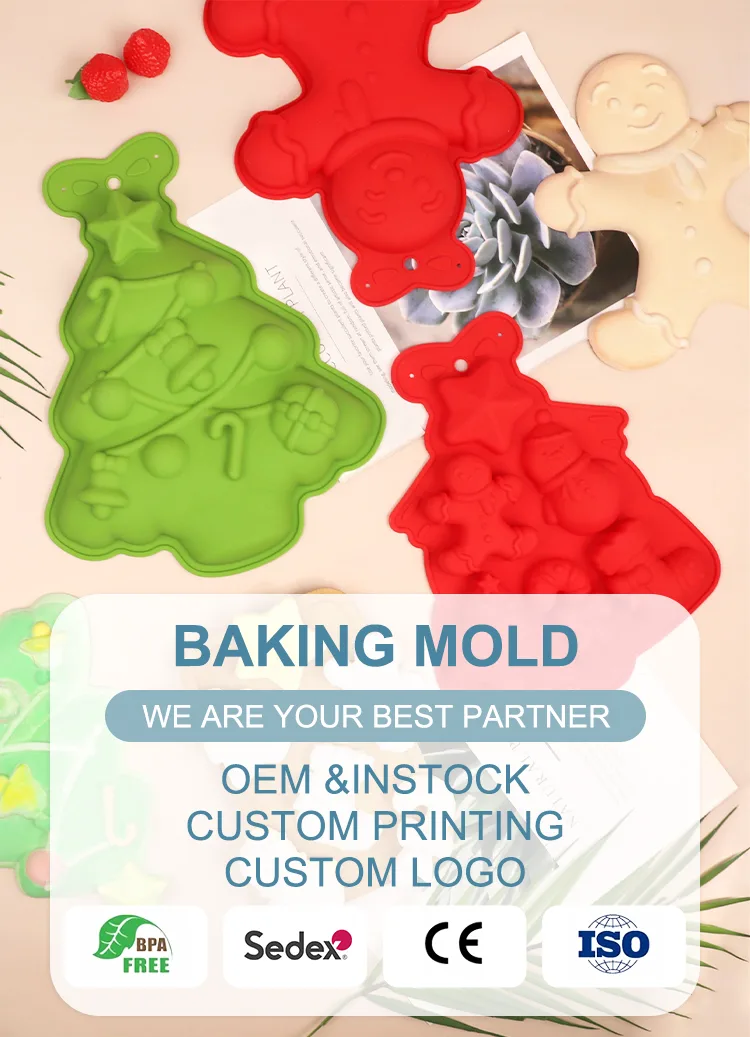 Christmas Tree Silicone Baking Mold - Food Grade Holiday Themed Pan for DIY Cookies Candies Chocolate Cake Bread - detail view 6