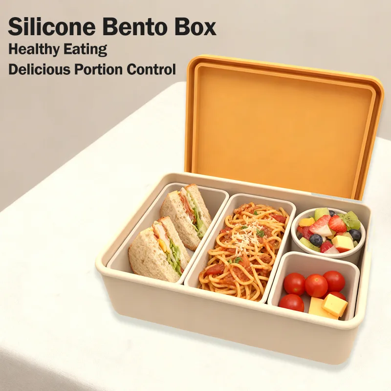 Fábrica sin BPA silicona bento fiambrera juego 100 % grado alimenticio almacenamiento - detail view 7