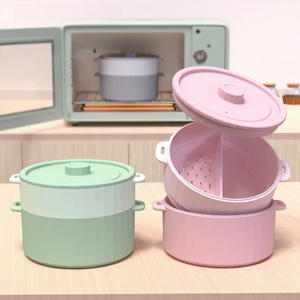 Korea silicona microondas Basket vapor olla horno seguro cuenco grado alimenticio verdura - main product image