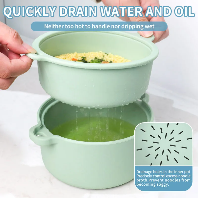 Food Grade Silicone Microwave Steamer Pot Healthy Sugar Lowering Cooker Bowl for Vegetables Eco-Friendly Removable Strainer - detail view 3