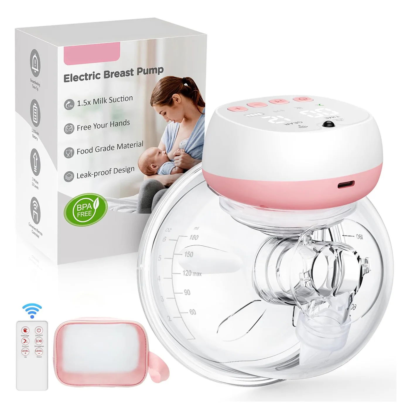 New Arrivals Intelligent Milk Extractor Low Noise Portable Electric Automatic Intelligent BreastPump - detail view 6