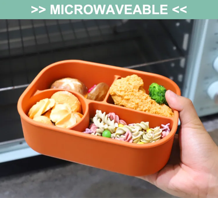 ECO Friendly Portable Click to Go Silicone Bento Office Lunch Box Set With Compartment for Kids Children's Adult - detail view 7