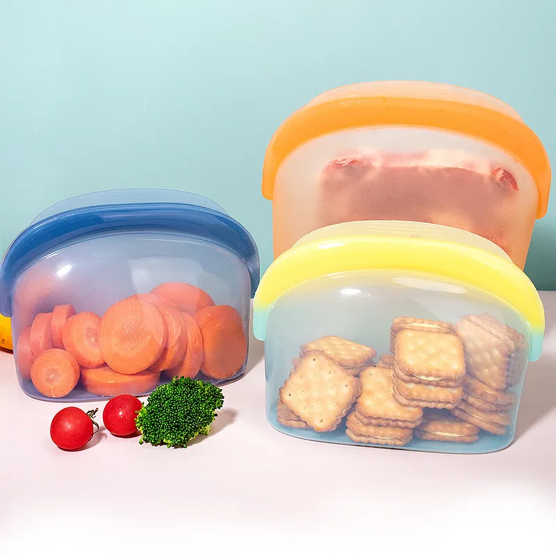 Wholesale BPA Free Eco Friendly Kitchen Fresh-Keeping Leakproof Reusable Storage Container Silicone Food Storage Bag - detail view 6