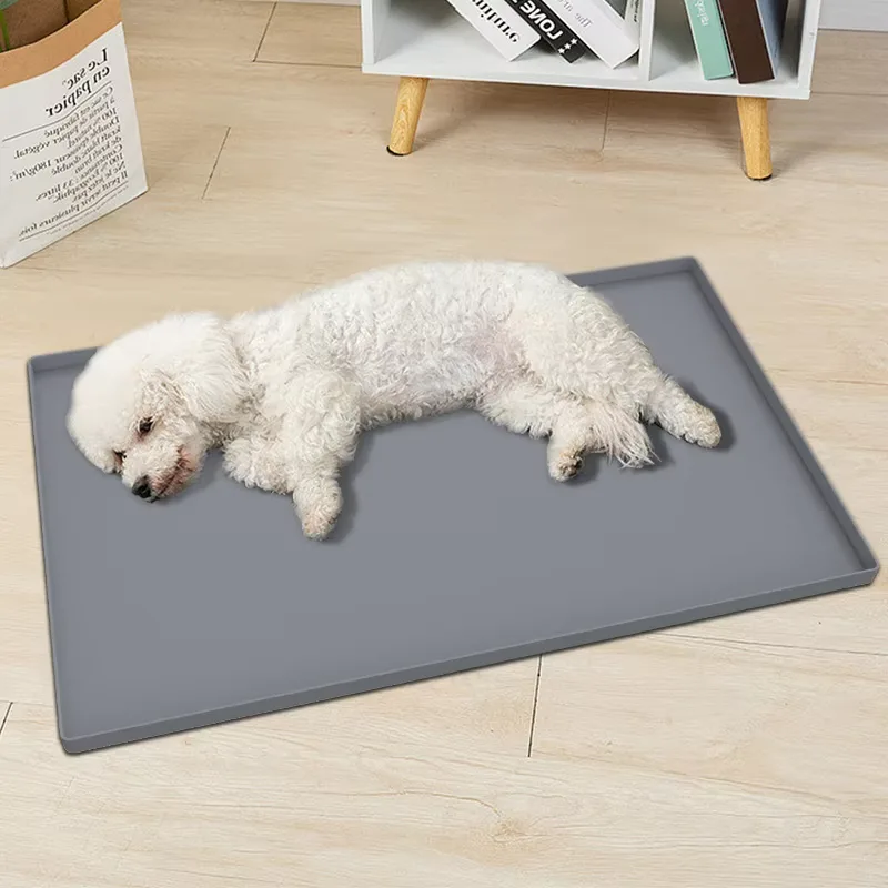 Wholesale Double-Sided Anti-Slip Pet Feeding Mat Rectangle Easy Clean Waterproof Dog Cat Mat - detail view 1