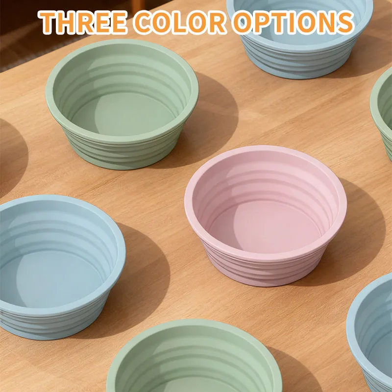 Custom Logo Pet Dog Folding Silicone Bowl Outdoor Easy Washable Foldable Dog Bowl Collapsible Puppy Bowl - detail view 1