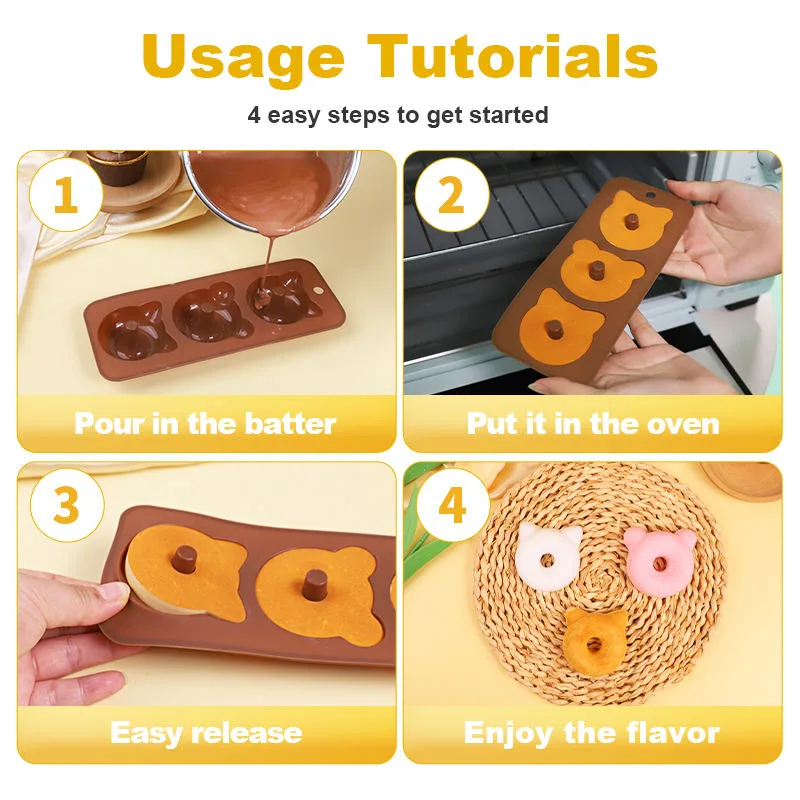 Top Rankings Food-Grade Silicone Round Donut Mold Easy Release Oven Cake Baking Tool - detail view 4