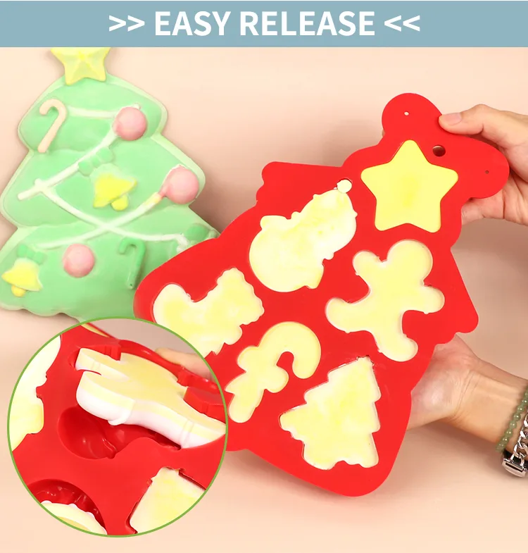 Christmas Tree Silicone Baking Mold - Food Grade Holiday Themed Pan for DIY Cookies Candies Chocolate Cake Bread - detail view 8