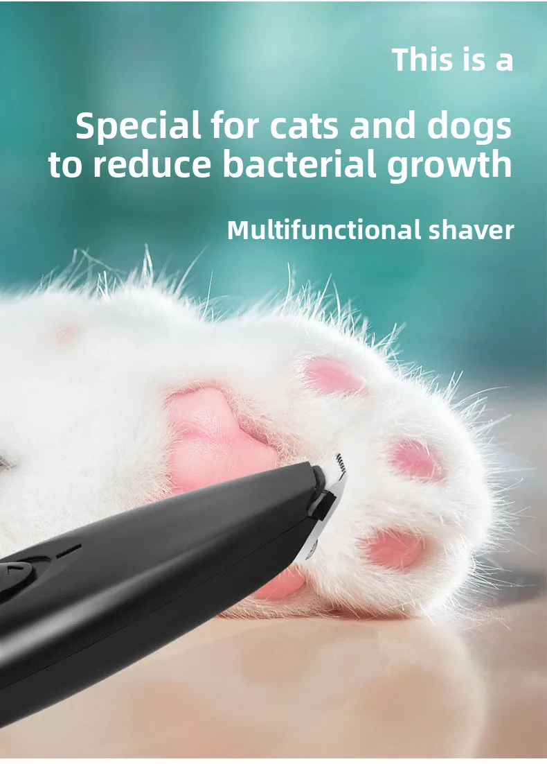 ABS Silent elétrico animais pelo aparador higiene OEM animais gato cão Foot pelo Shaver - detail view 11