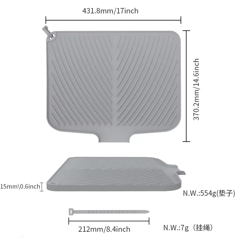 미끄럼 방지 Thick 실리콘 식기 건조 매트 내열 건조 패드 싱크 Draining 패드 수도꼭지 실리콘 식기 건조 매트 - detail view 5