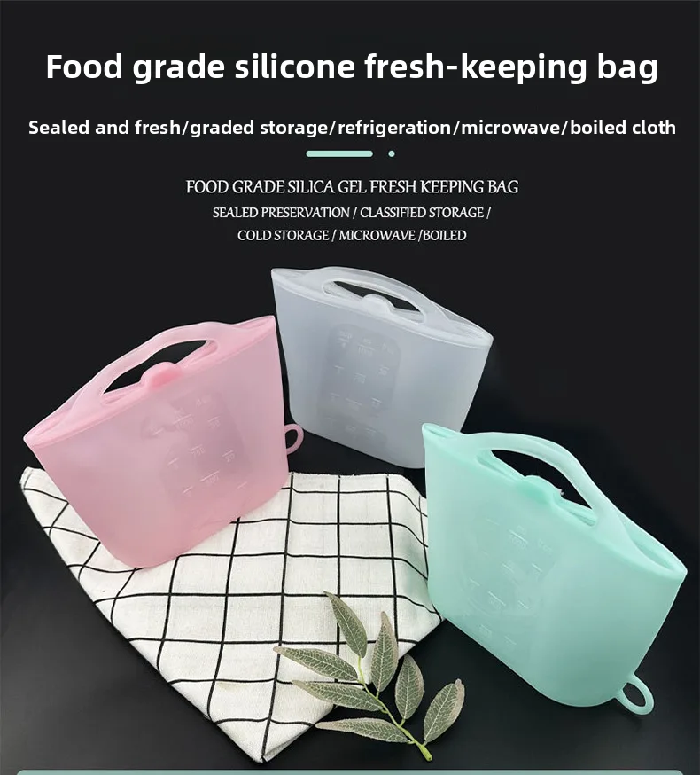 Écologique réutilisable silicone alimentaire sacs set support pochette fermeture éclair - detail view 4