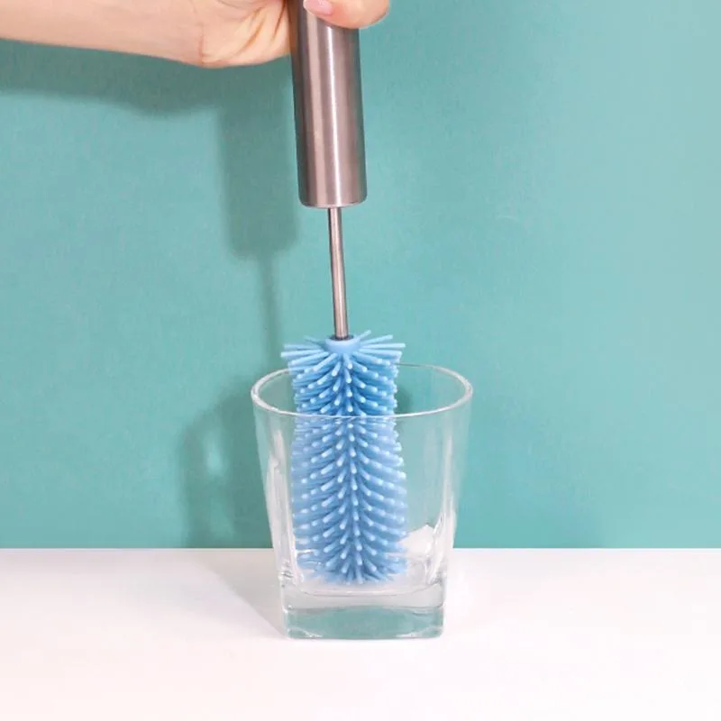 Custom Silicone Baby Brush Bottle Reusable Baby Bottle Brush for Cleaning - detail view 1