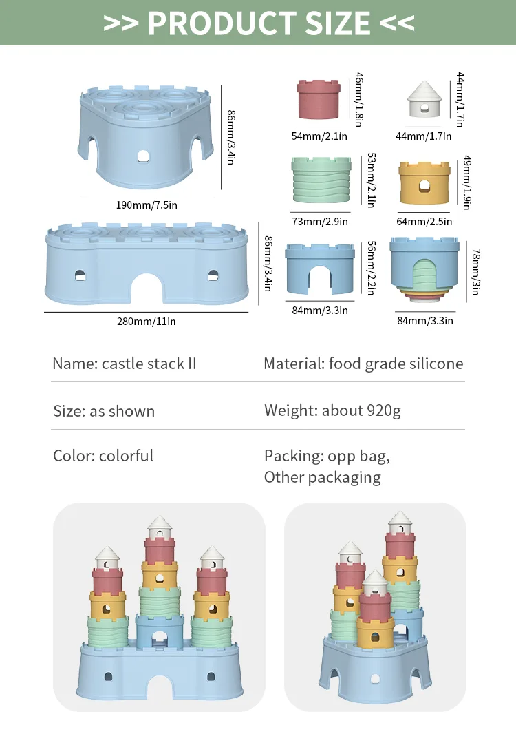 BPA Free Silicone Soft Castles Building Blocks Teething Stacking Teether Children'S Educational Baby Stacker Stacking Toy - detail view 11