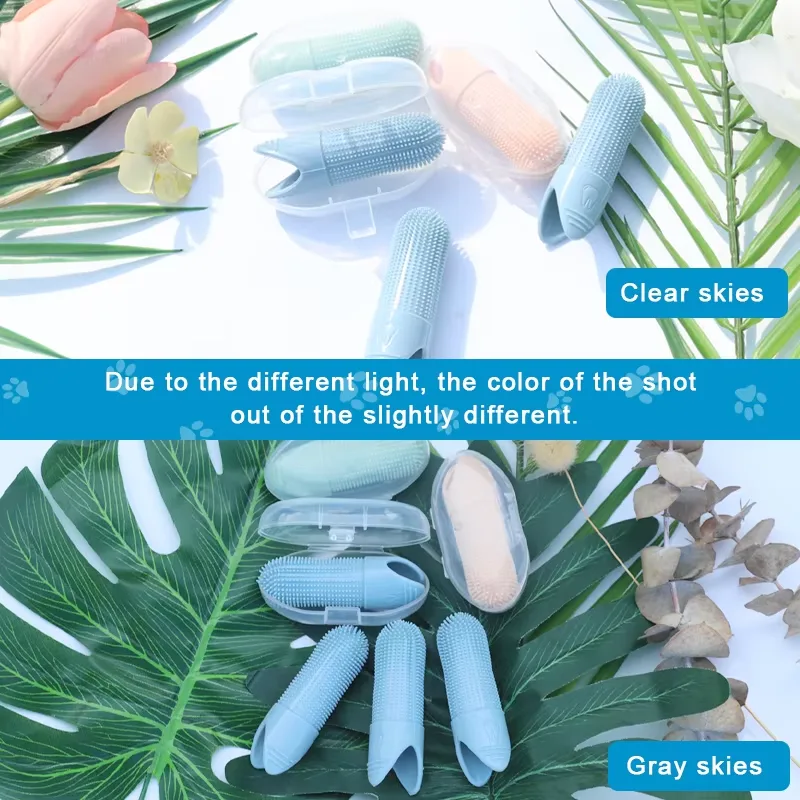 Pet Finger Brush Dog and Cat Teeth Cleaning Food Grade Silicone Dog Finger Toothbrush Fits Most Fingers - detail view 2