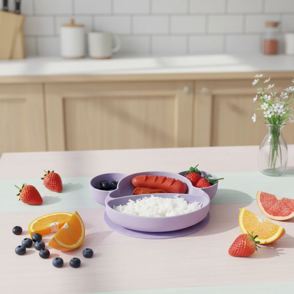 Children's Baby Feeding Bowl Stainless Steel Silicone Cover BPA Free Dishwasher Safe Eco-Friendly Reusable Portable Box - Silicone baby bowl Customize - detail view 1