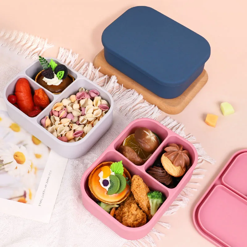 New Arrivals Eco Friendly BPA Free Outdoor Food Storage Boxes Kids Silicone Bento Lunch Box - main product image