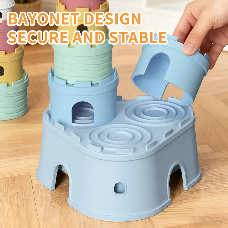 BPA Free Silicone Soft Castles Building Blocks Teething Stacking Teether Children'S Educational Baby Stacker Stacking Toy - detail view 1