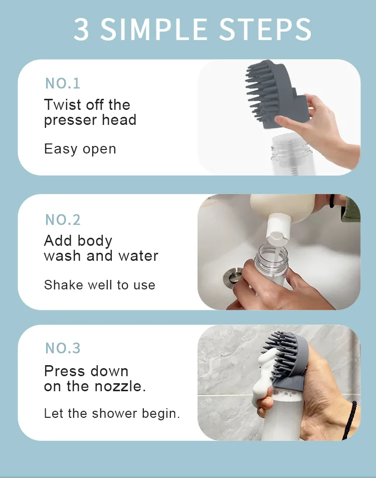 Nouveau Luxury silicone animaux douche massage brosse poils nettoyage toilettage chat bain - detail view 9