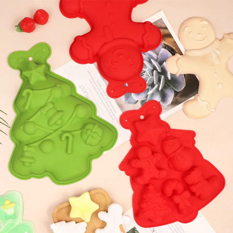 Christmas Tree Silicone Baking Mold - Food Grade Holiday Themed Pan for DIY Cookies Candies Chocolate Cake Bread - main product image