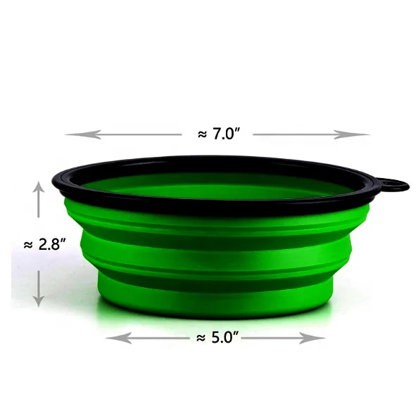 5. 0 인치 휴대용 실리콘 반려동물 그릇 접이식 Expandable 물 이유식 여행용 그릇 컵 식기 반려동물 강아지 고양이 1000ml - detail view 2