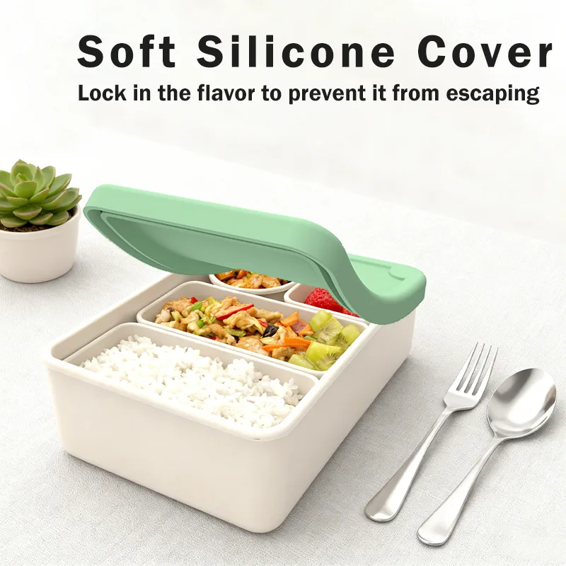Fábrica sin BPA silicona bento fiambrera juego 100 % grado alimenticio almacenamiento - detail view 9