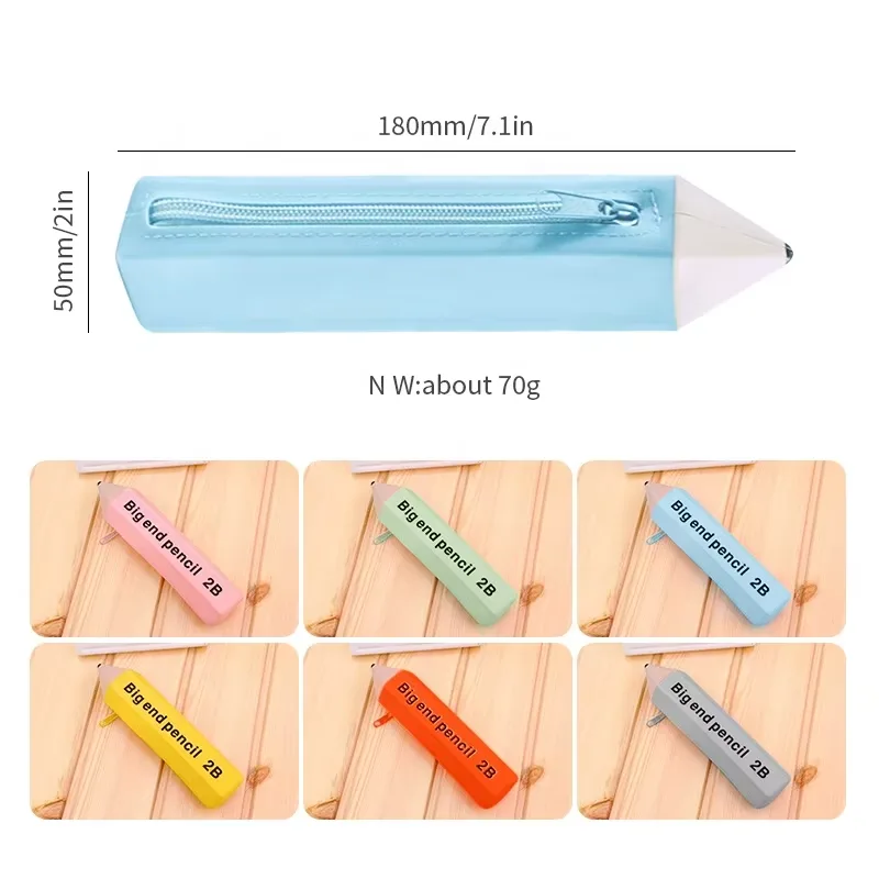 Custom Logo Silicone School Bag Pencil Case With Nylon Zipper for Cute School Supplies Stationery Students - detail view 2