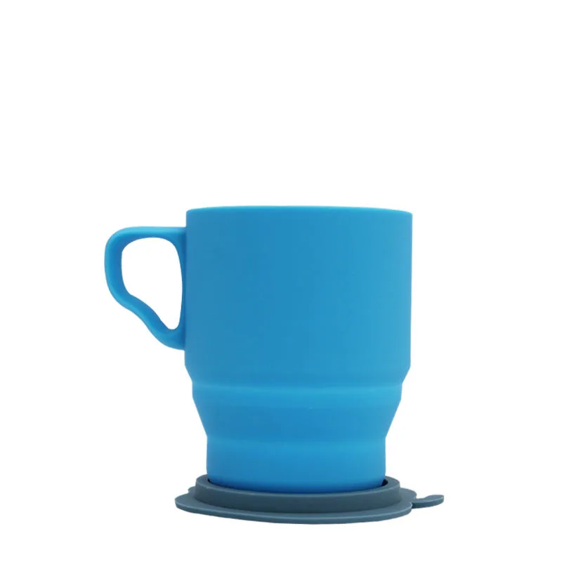 ODM OEM Portable Travel Custom Logo Reusable BPA Free Silicone Collapsible Reusable Coffee Cup With Lid - detail view 1