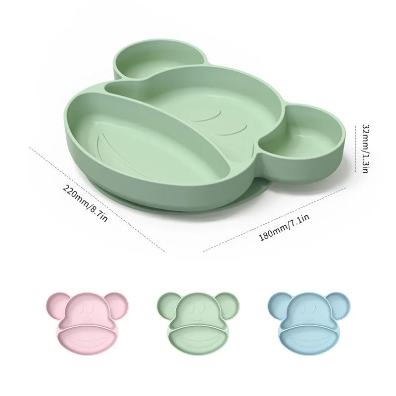 Moderne design silicone Bear bébé assiette qualité alimentaire silicone Material facile - detail view 5