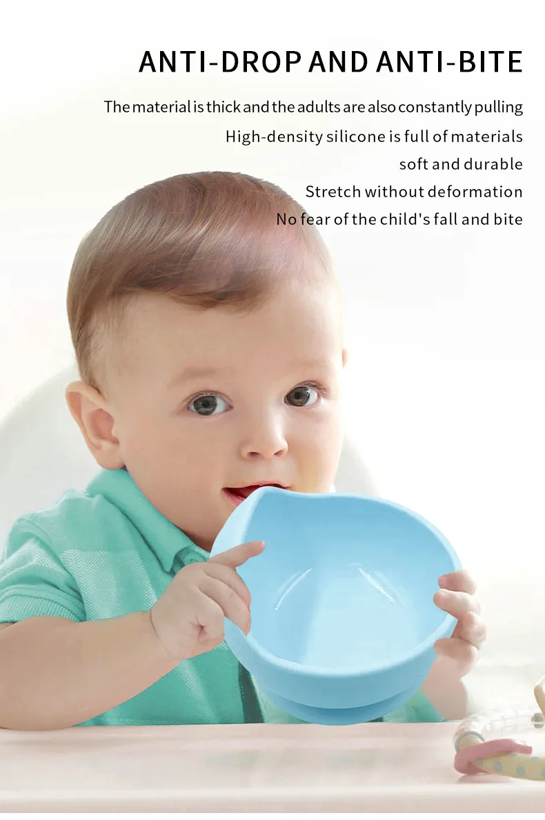 Bamboo à ventouse assiette bébé alimentation bol set base silicone bébé bol tout-petits - detail view 11