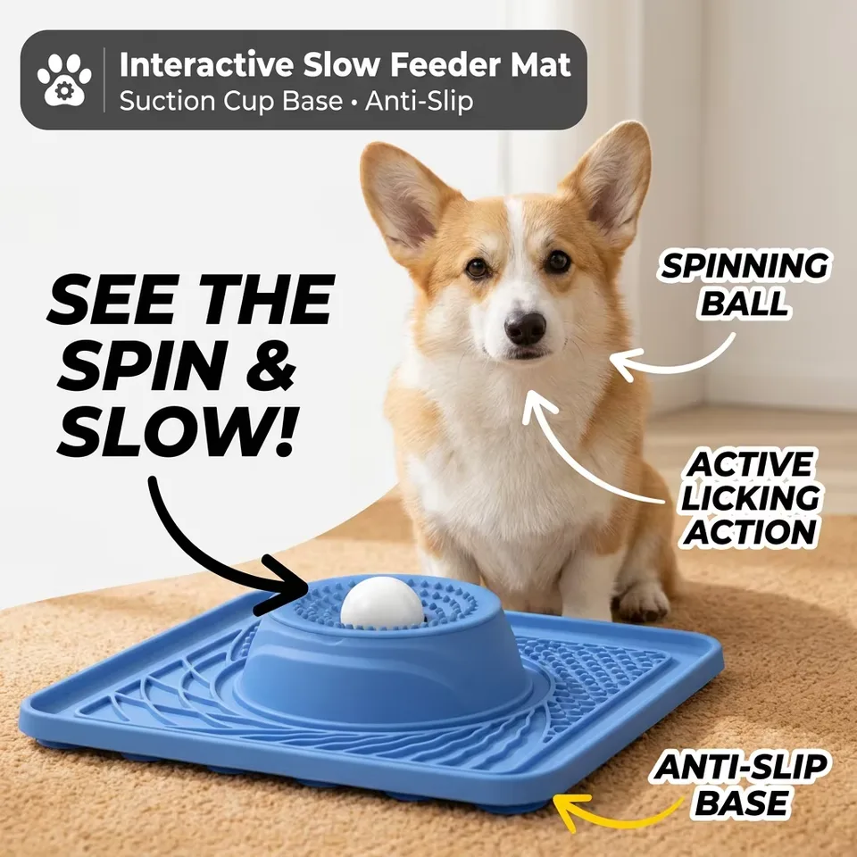 Eco-friendly Silicone Indoor Slow Feeder Licking Bowl with Rolling Ball for Cats & Dogs Slow Pet Eating Easy Clean - custom silicone manufacturer