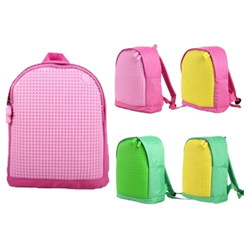 New Pink Pixel Backpack Unique Jigsaw Puzzle Bag Schoolbag Educational DIY Toys Great Holiday Gift for Children - main product image