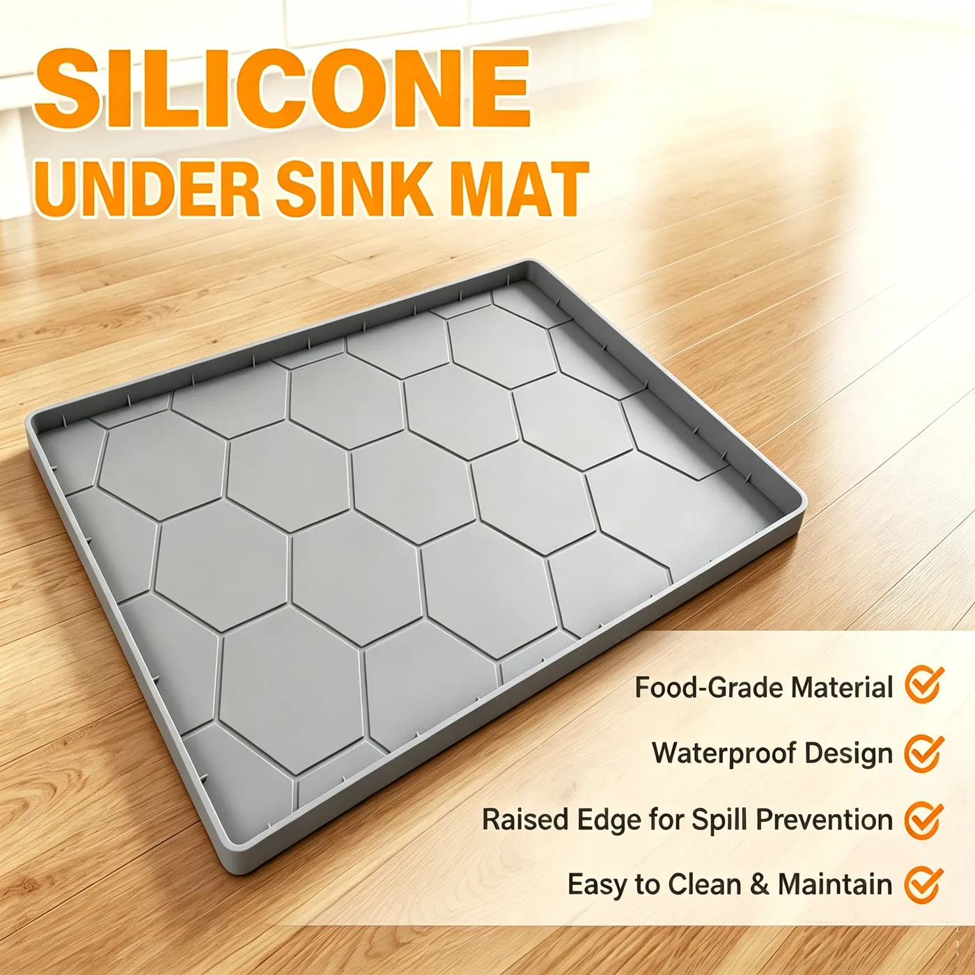 Modern Silicone Kitchen Cabinet Mat Bathroom Storage Mat Silicone Under Sink Shelf Drawer Liner - detail view 2