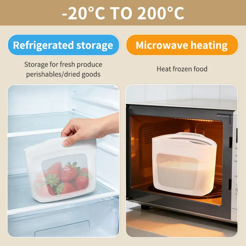 Food Grade Silicone Reusable Storage Bags for Refrigerator Full Silicone Self-Sealing Thickened Transparent Airtight Bag - detail view 4