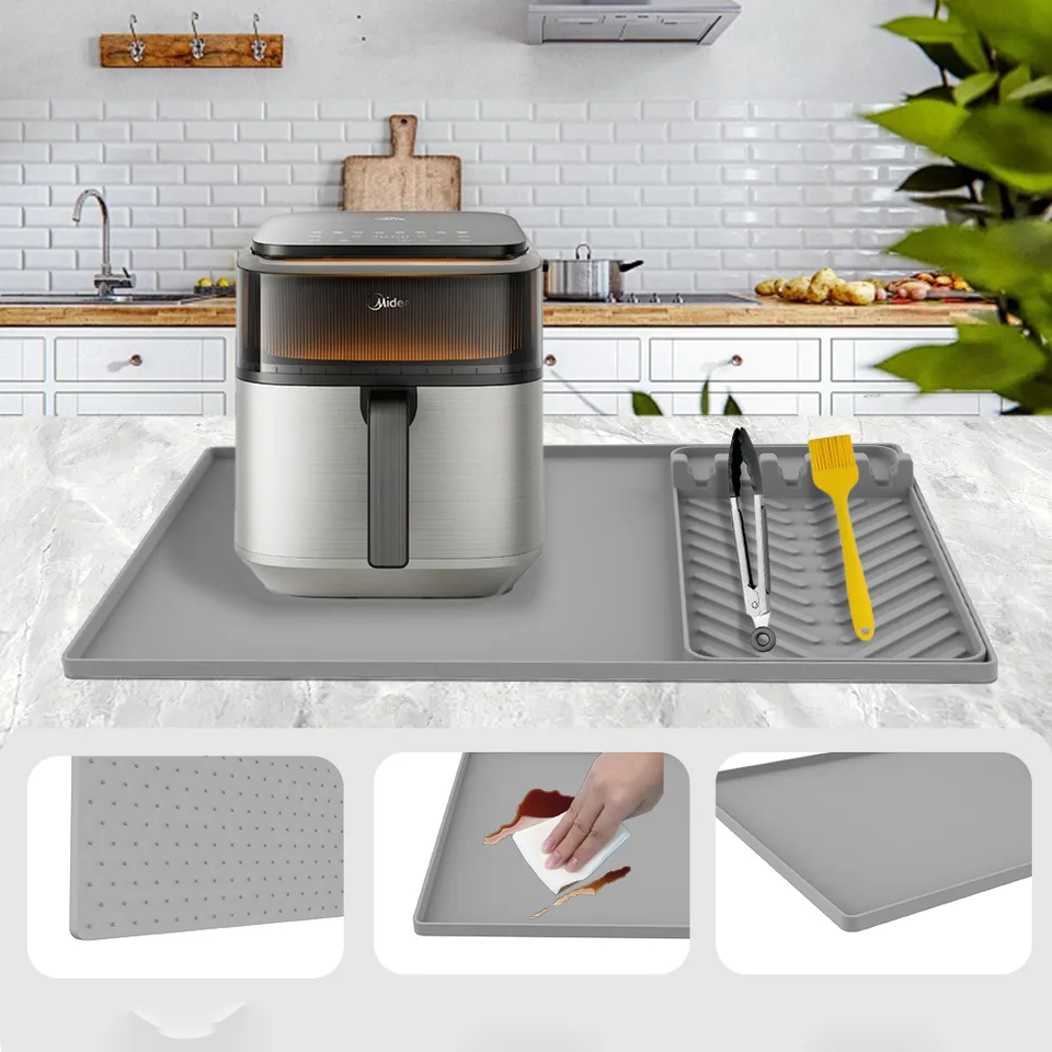 Top Ranking Large Rectangular Embossed Table Mat Heat-Resistant Mat Foldable Silicone Dish Drying Mat - main product image