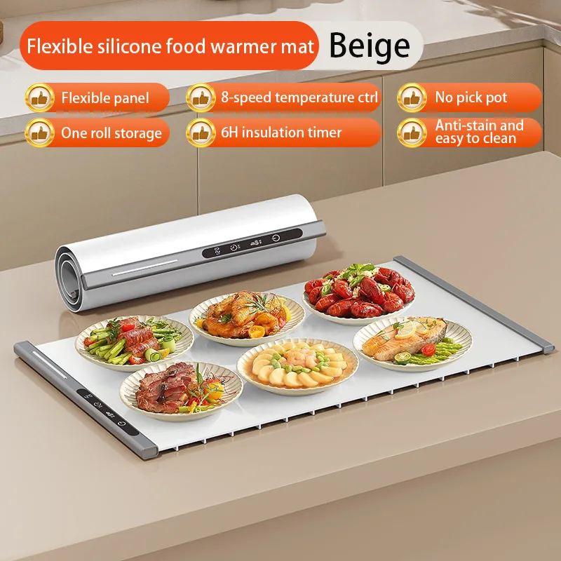 Food Warming Mat Flexible Silicon Heating Board Roll up Easy Storage Portable Electric Silicone Heating Mat for Food - detail view 6