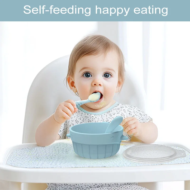 Food Grade BPA Free Baby Feeding Custom Dinnerware Set Silicone Newborn Baby Eating Spoon Set - detail view 1