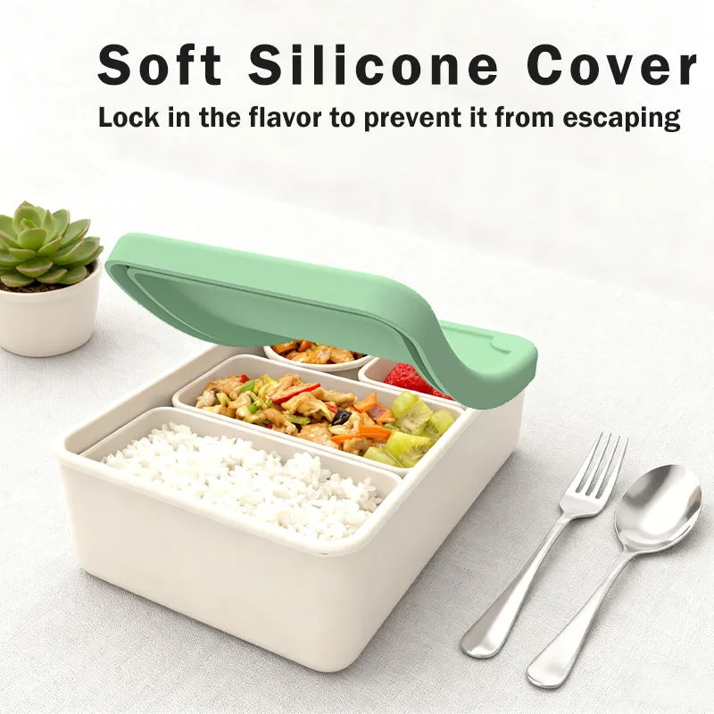 Fábrica sin BPA silicona bento fiambrera juego 100 % grado alimenticio almacenamiento - detail view 3