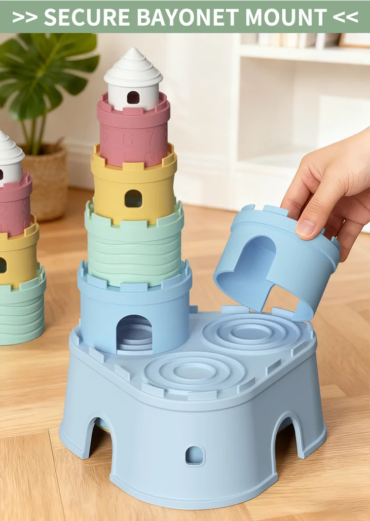 BPA Free Silicone Soft Castles Building Blocks Teething Stacking Teether Children'S Educational Baby Stacker Stacking Toy - detail view 10