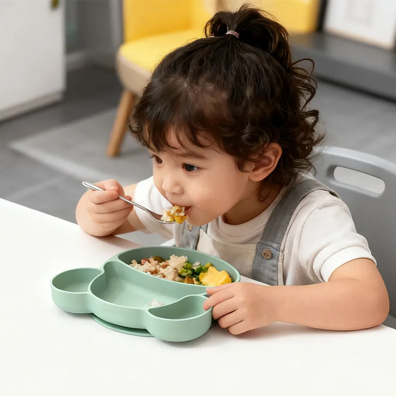 Modern Design Silicone Bear Baby Plate Food Grade Silicone Material Easy to Clean Kids Dining Dinnerware Sets Babies Feeding - Baby Plate & Bowl - detail view 2