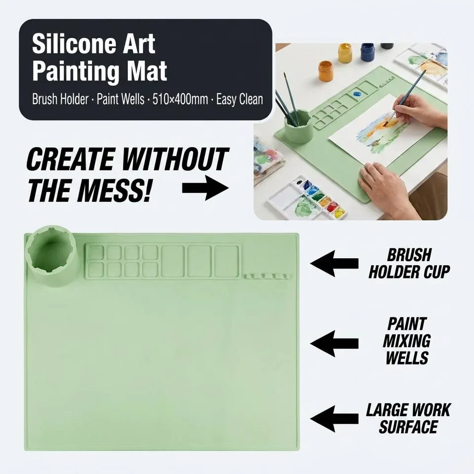 Multi-square Pigment Reserve Function Children Art Creation Silicone Oil Painting Mat - custom silicone manufacturer