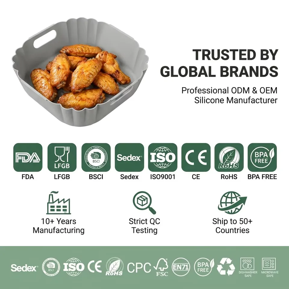 Wholesale BPA-free Air Fryer Silicone Pot Reusable Round Silicone Basket Heat Resistant Easy Cleaning Air Fryer Silicone Liners - detail view 3