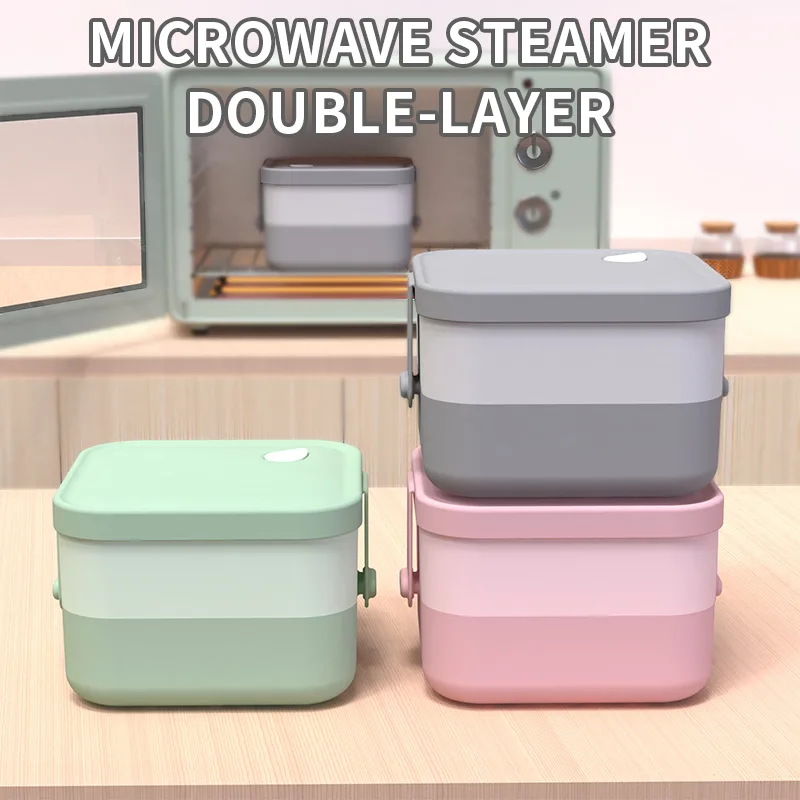 Double boîte à déjeuner sûr portable Sealed étanche micro-ondes Dual-Tier bento boîte - detail view 10