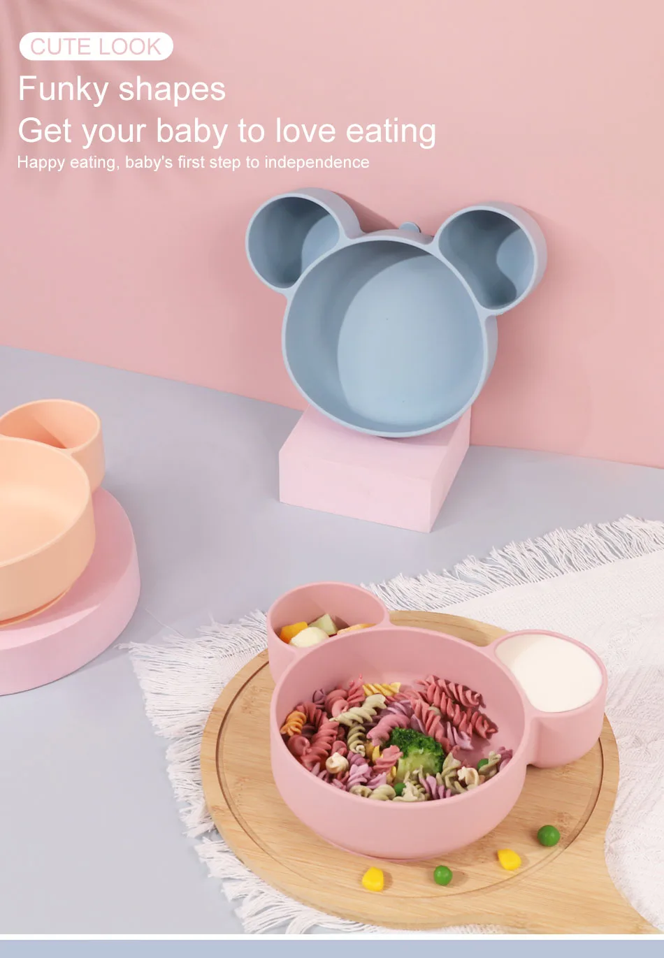 New Design Food Grade Baby Plates and Bowls Kids Dining Feeding Bowl Custom Silicone Baby Suction Bowl - detail view 7