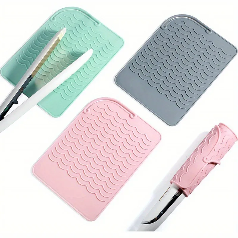 Custom Logo Heat-Resistant Silicone Travel Hair Straightener Mat Silicone Portable Foldable Curling Iron Insulation Pad - detail view 1