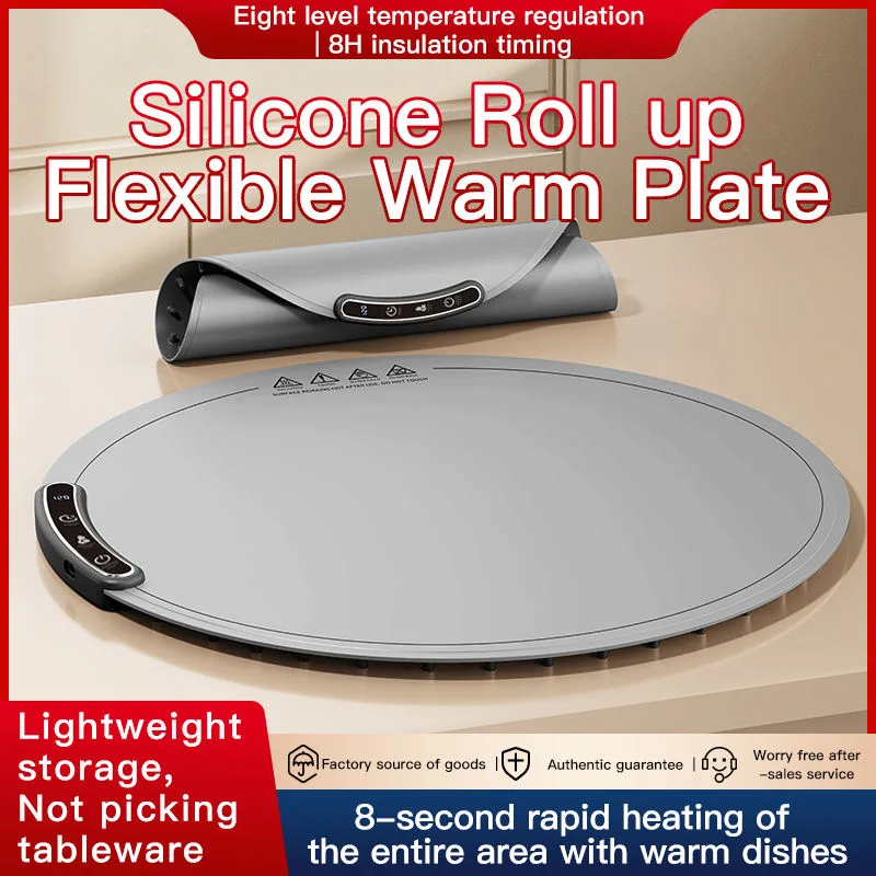 Heating Silicone Electric Warming Tray Food Warming Mat Roll up Buffet Hot Plates Heat Pad for Parties Home Travel - detail view 3
