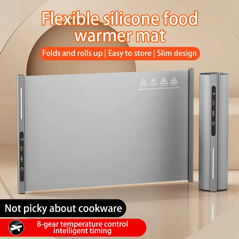 Food Warming Mat Flexible Silicon Heating Board Roll up Easy Storage Portable Electric Silicone Heating Mat for Food - detail view 2